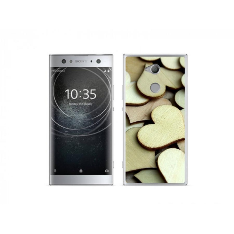 Gelový kryt mmCase na mobil Sony Xperia XA2 Ultra - dřevěná srdíčka