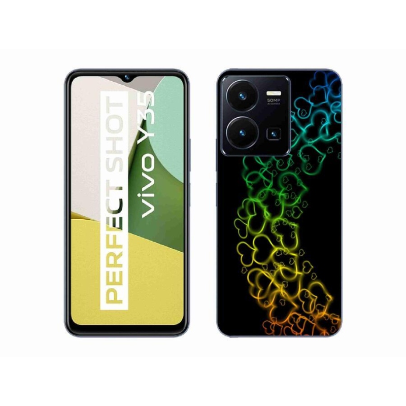 Gelový kryt mmCase na mobil Vivo Y35 - barevná srdíčka
