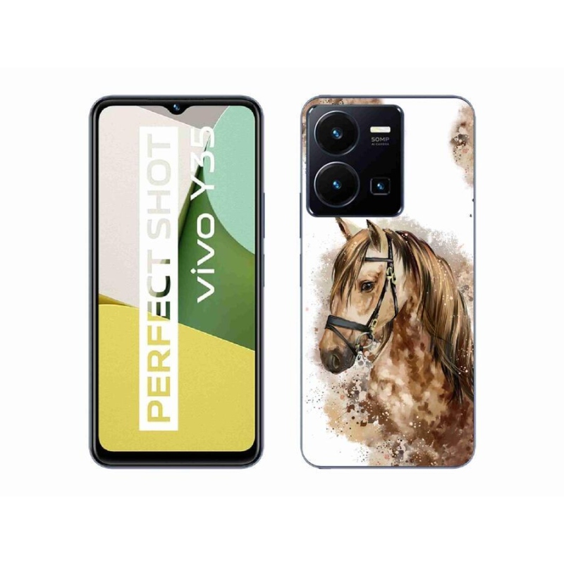 Gelový kryt mmCase na mobil Vivo Y35 - hnědý kreslený kůň