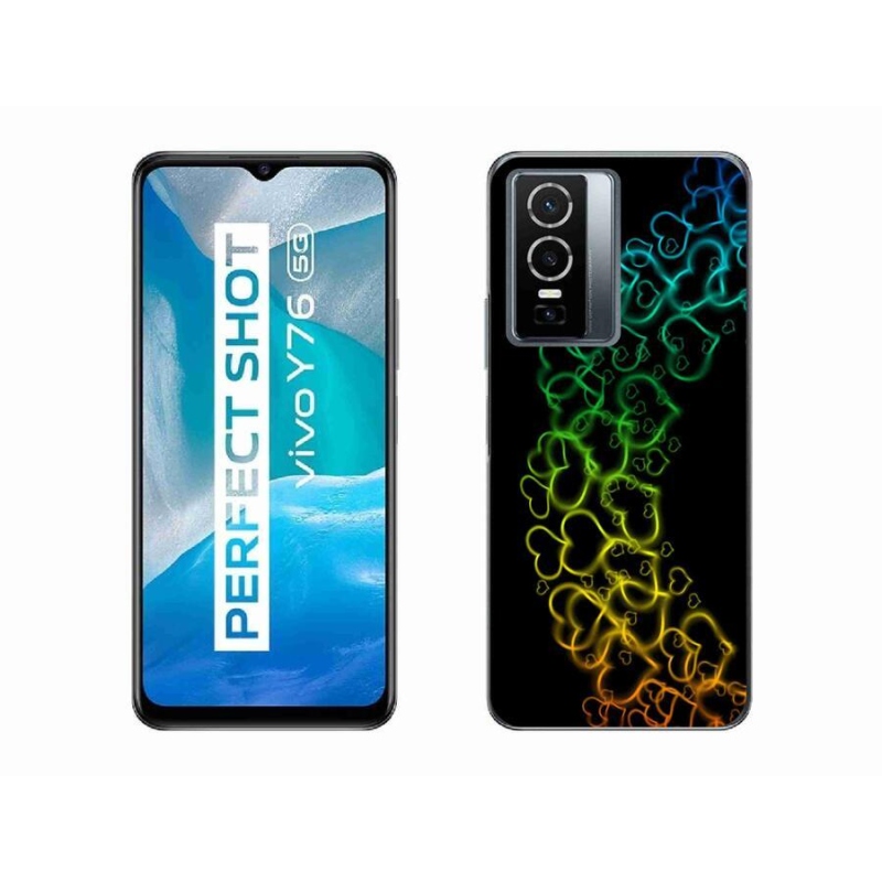 Gelový kryt mmCase na mobil Vivo Y76 5G - barevná srdíčka