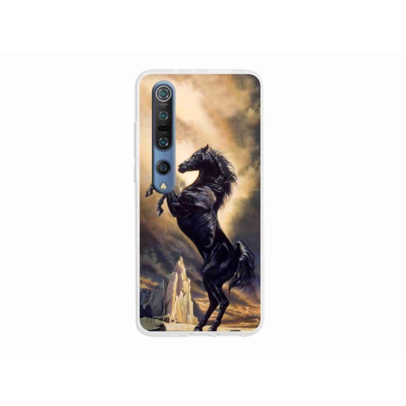 Gelový kryt mmCase na mobil Xiaomi Mi 10 - černý kreslený kůň