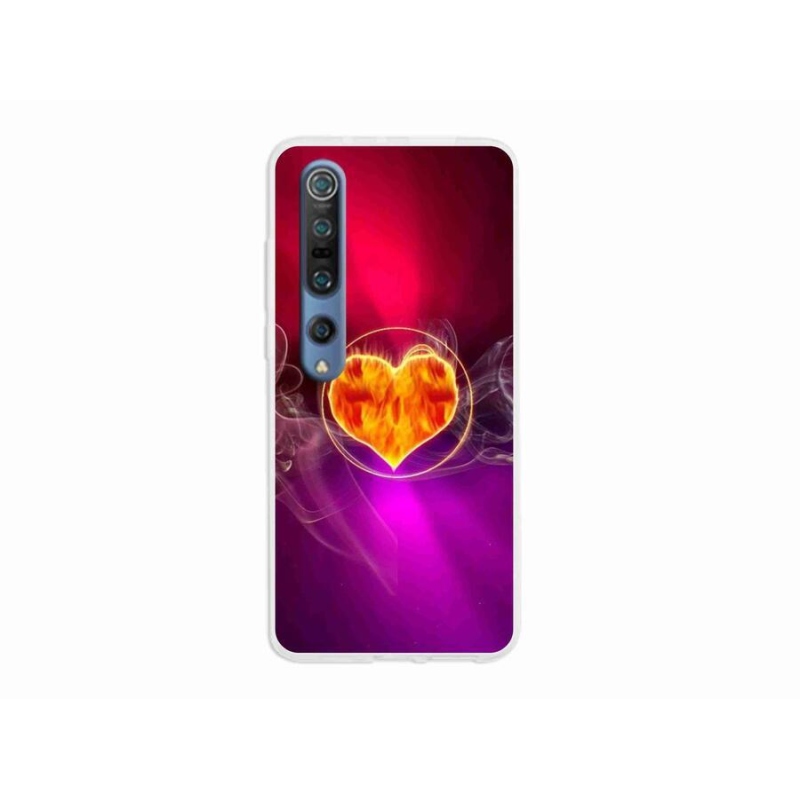 Gelový kryt mmCase na mobil Xiaomi Mi 10 - ohnivé srdce