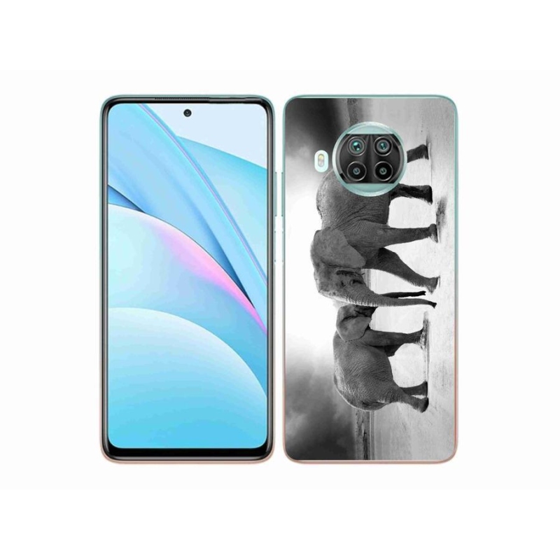 Gelový kryt mmCase na mobil Xiaomi Mi 10T Lite 5G - černobílí sloni