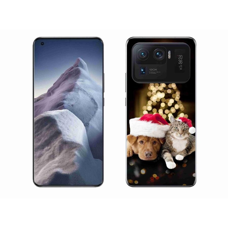 Gelový kryt mmCase na mobil Xiaomi Mi 11 Ultra - vánoční pes a kočka