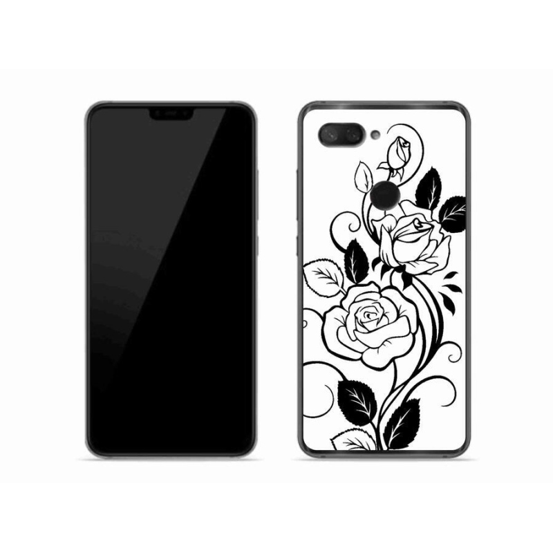 Gelový kryt mmCase na mobil Xiaomi Mi 8 Lite - černobílá růže