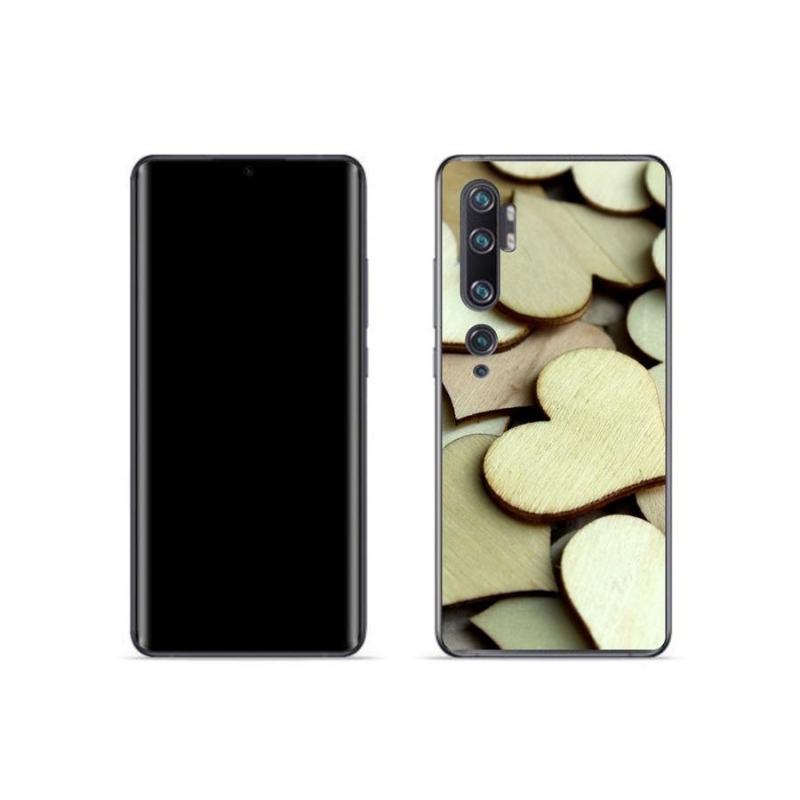 Gelový kryt mmCase na mobil Xiaomi Mi Note 10 - dřevěná srdíčka