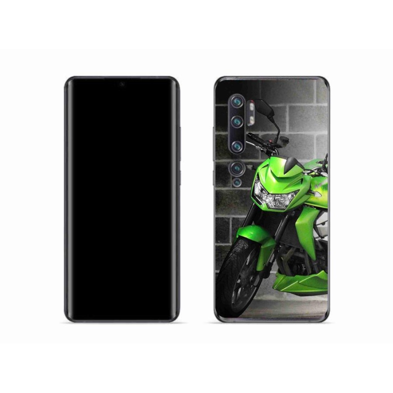 Gelový kryt mmCase na mobil Xiaomi Mi Note 10 - zelená motorka