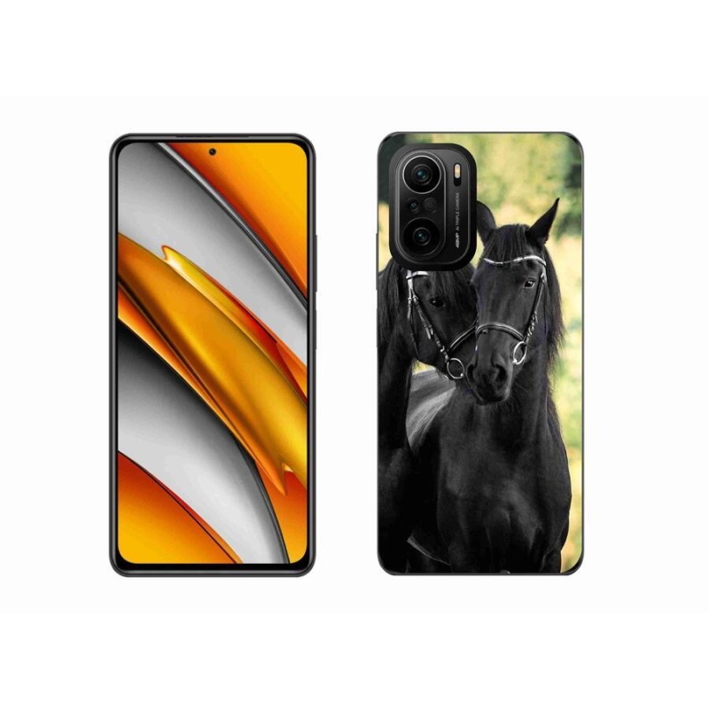Gelový kryt mmCase na mobil Xiaomi Poco F3 - dva černí koně