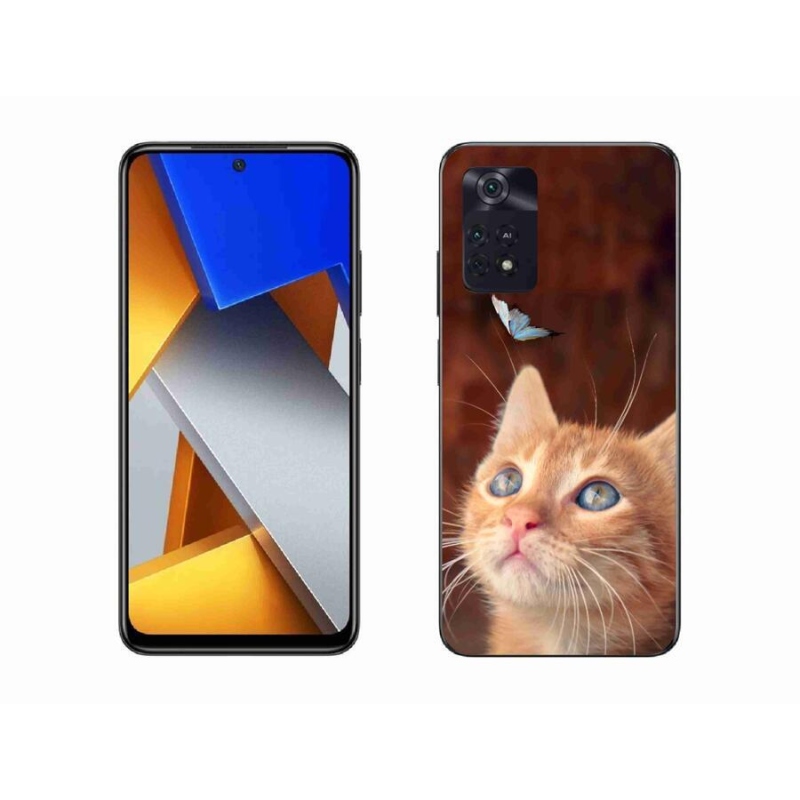 Gelový kryt mmCase na mobil Xiaomi Poco M4 Pro 4G - motýl a kotě