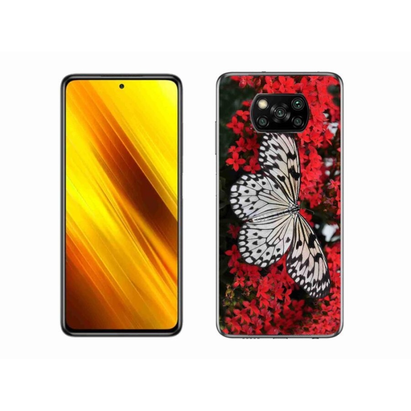 Gelový kryt mmCase na mobil Xiaomi Poco X3 - černobílý motýl 1