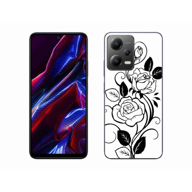Gelový kryt mmCase na mobil Xiaomi Poco X5 5G - černobílá růže