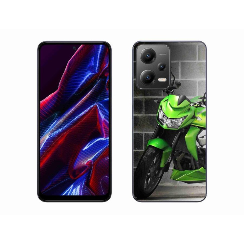 Gelový kryt mmCase na mobil Xiaomi Poco X5 5G - zelená motorka