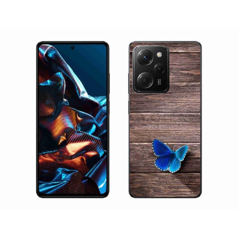 Gelový kryt mmCase na mobil Xiaomi Poco X5 Pro 5G - modrý motýl 1
