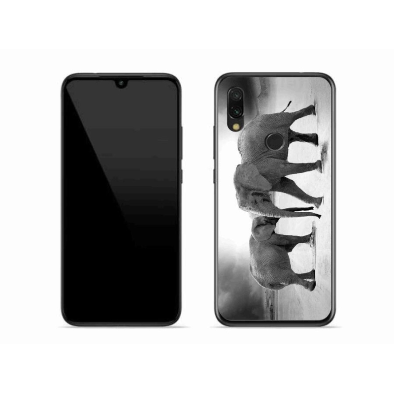 Gelový kryt mmCase na mobil Xiaomi Redmi 7 - černobílí sloni