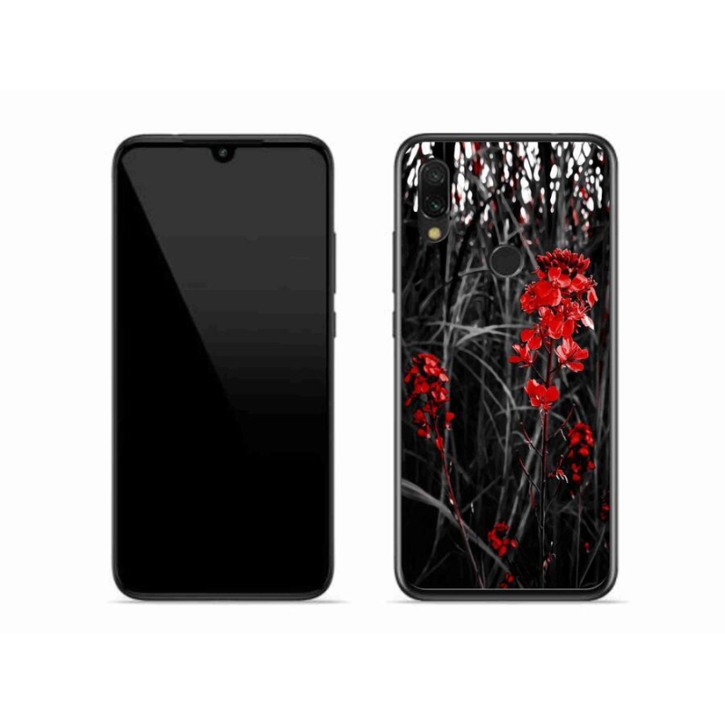 Gelový kryt mmCase na mobil Xiaomi Redmi 7 - červená rostlina