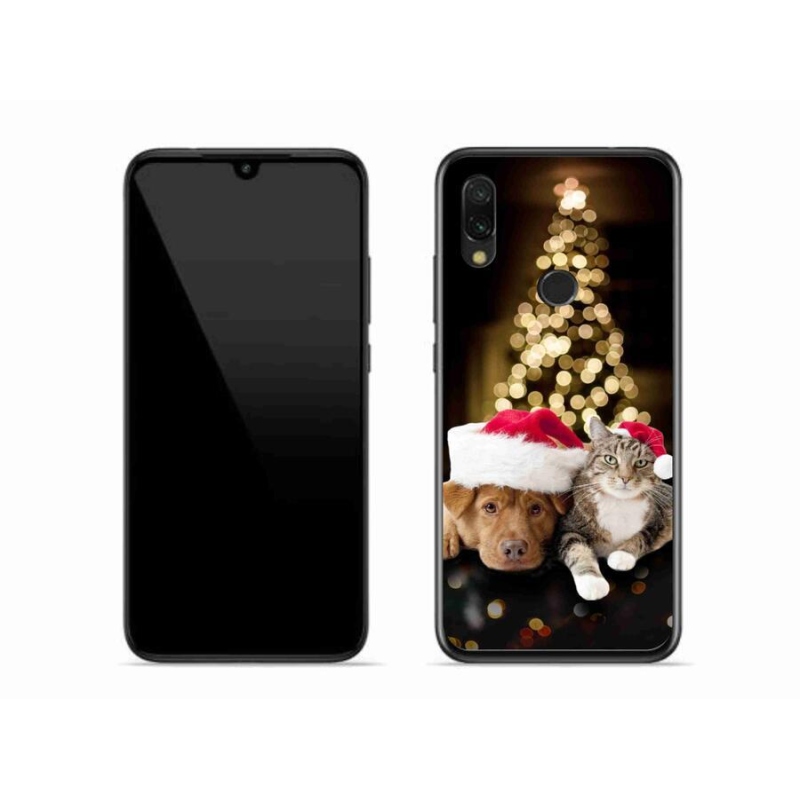 Gelový kryt mmCase na mobil Xiaomi Redmi 7 - vánoční pes a kočka