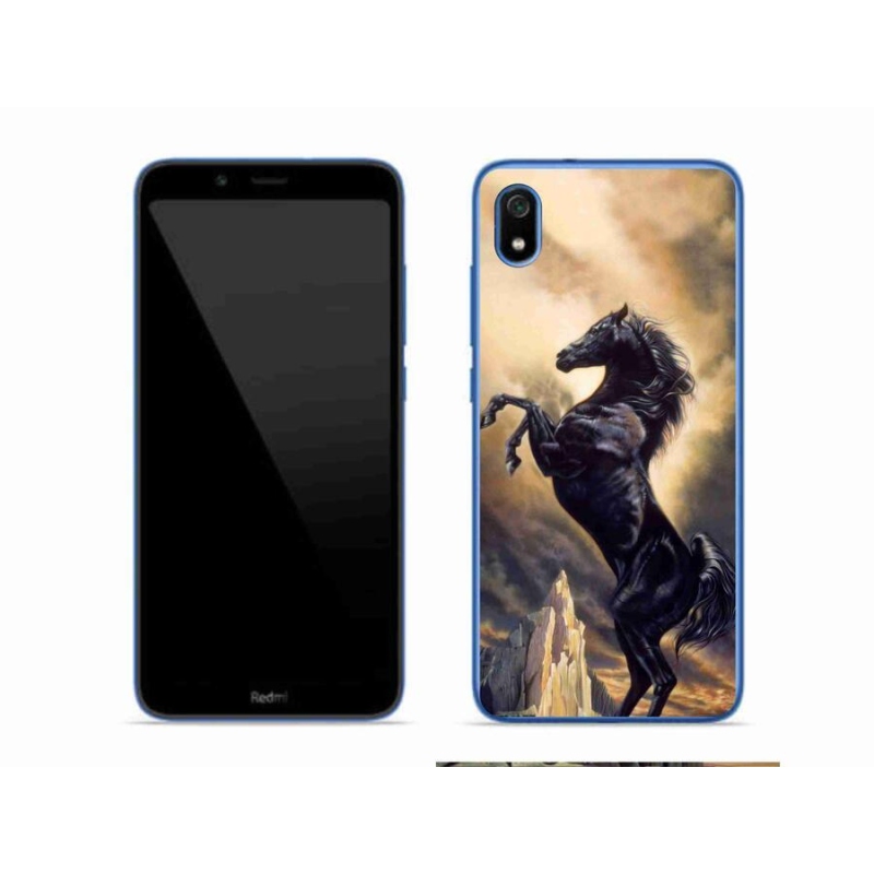 Gelový kryt mmCase na mobil Xiaomi Redmi 7A - černý kreslený kůň