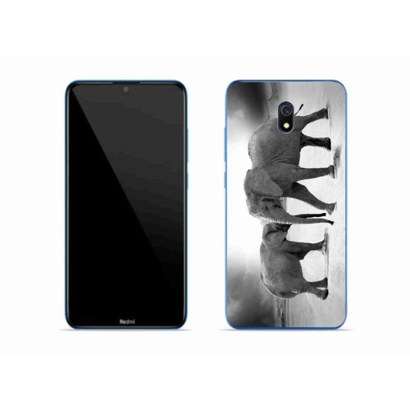 Gelový kryt mmCase na mobil Xiaomi Redmi 8A - černobílí sloni