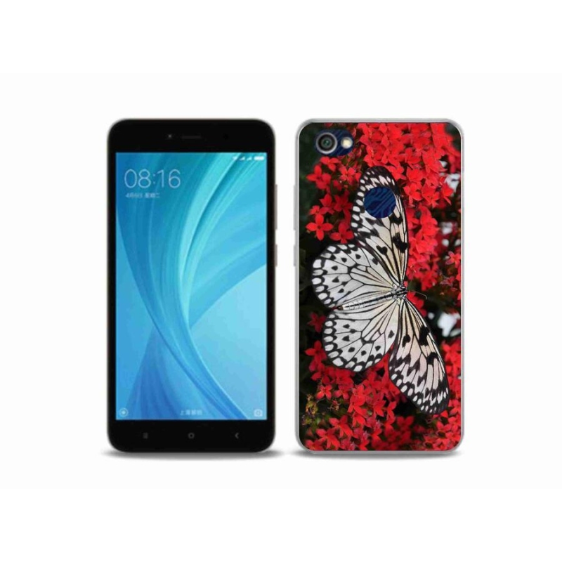 Gelový kryt mmCase na mobil Xiaomi Redmi Note 5A Prime - černobílý motýl 1