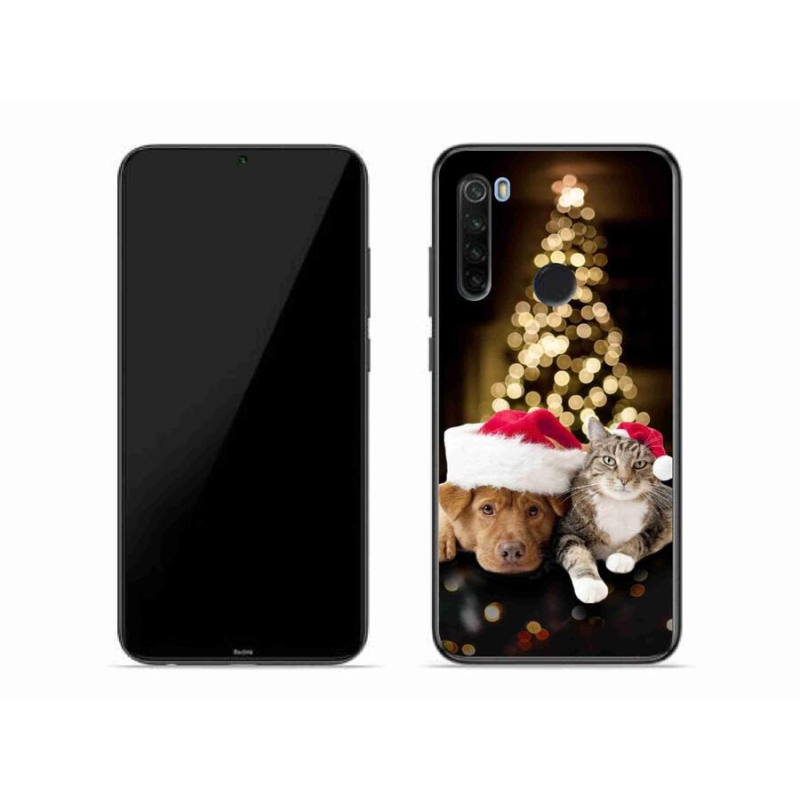 Gelový kryt mmCase na mobil Xiaomi Redmi Note 8T - vánoční pes a kočka