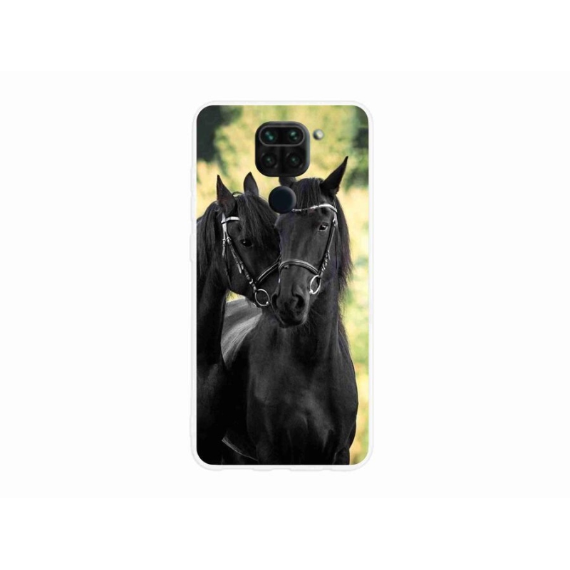 Gelový kryt mmCase na mobil Xiaomi Redmi Note 9 - dva černí koně