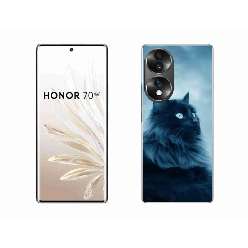 Gelový obal mmCase na mobil Honor 70 - černá kočka 1