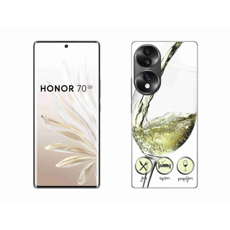 Gelový obal mmCase na mobil Honor 70 - sklenička vína bílé
