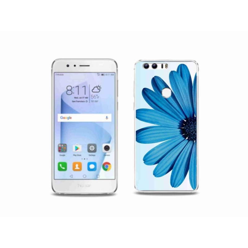 Gelový obal mmCase na mobil Honor 8 - modrá kopretina