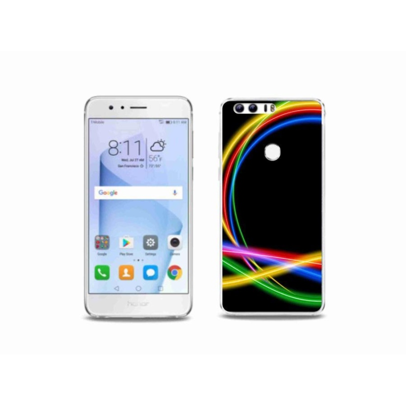 Gelový obal mmCase na mobil Honor 8 - neonové kruhy