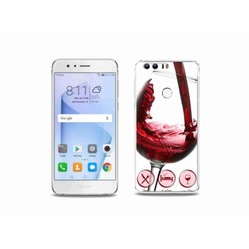 Gelový obal mmCase na mobil Honor 8 - sklenička vína červené