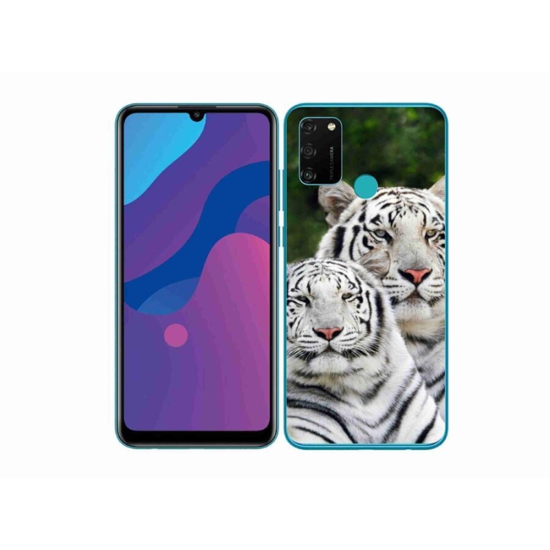 Gelový obal mmCase na mobil Honor 9A - bílí tygři