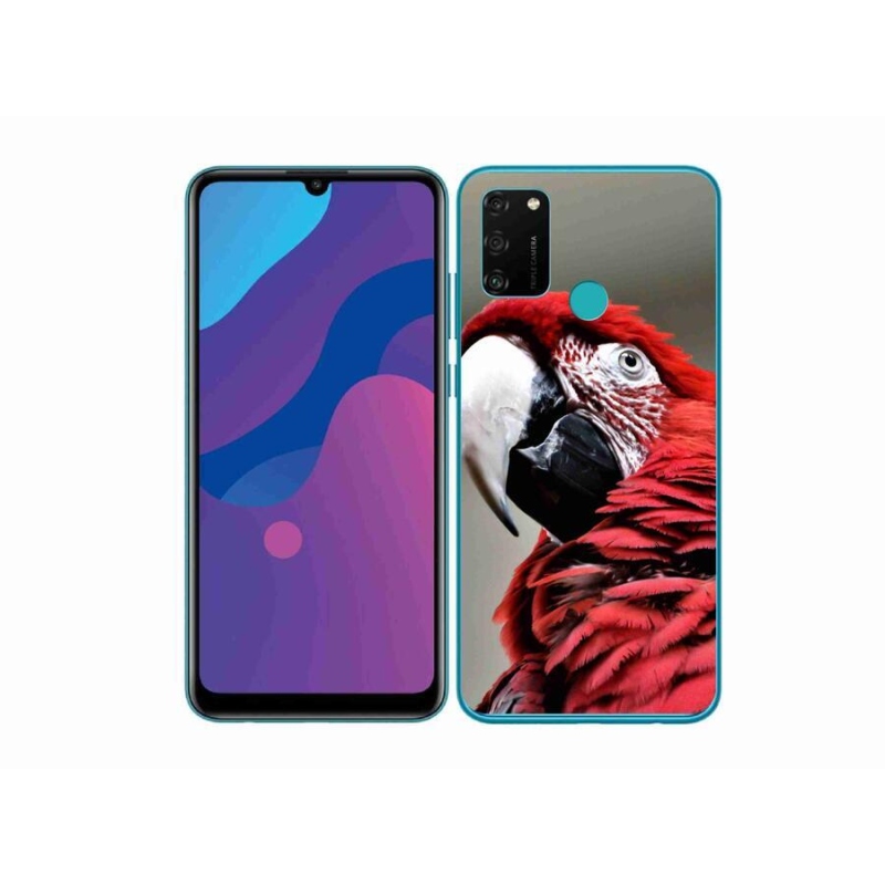Gelový obal mmCase na mobil Honor 9A - papoušek ara červený