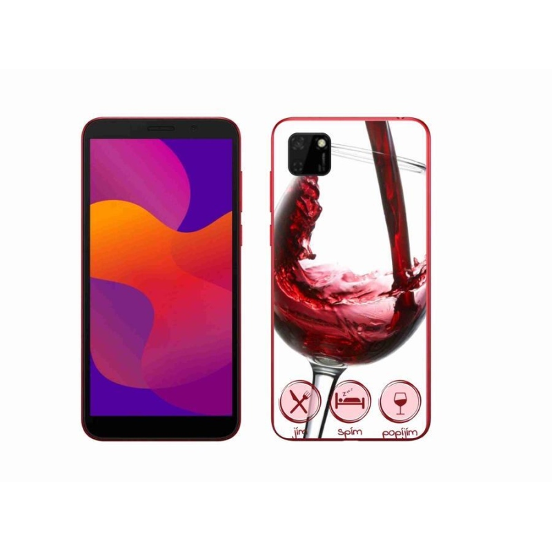Gelový obal mmCase na mobil Honor 9S - sklenička vína červené