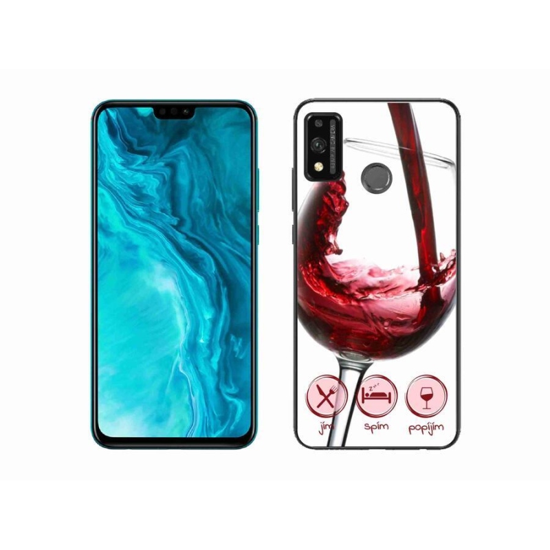 Gelový obal mmCase na mobil Honor 9X Lite - sklenička vína červené