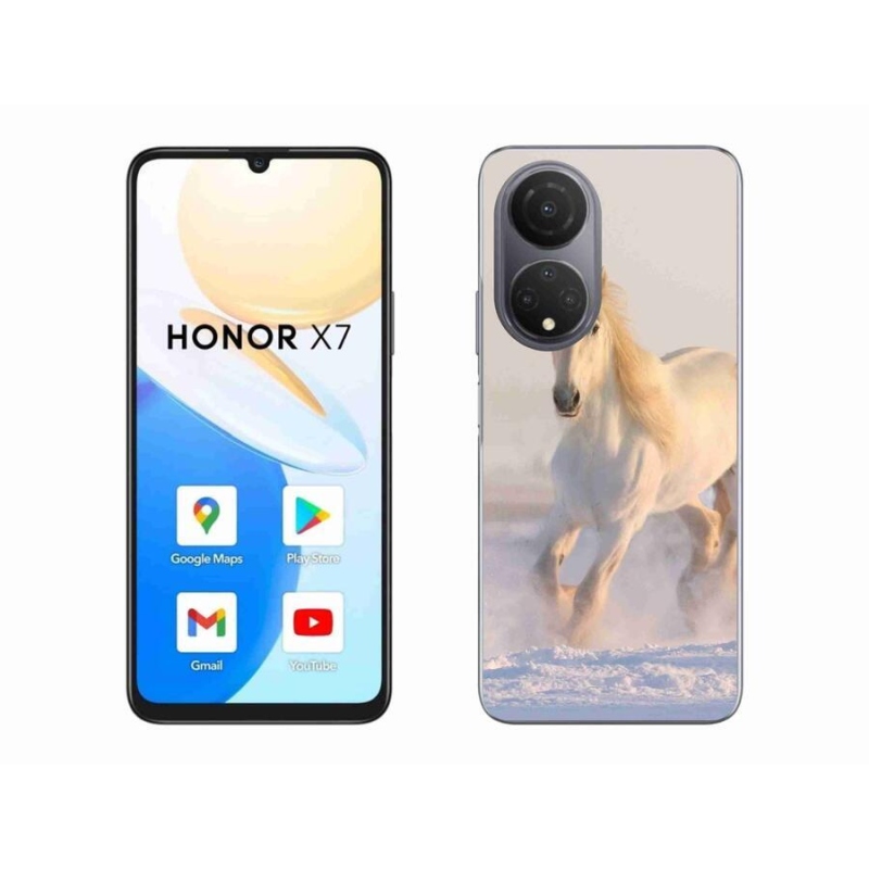 Gelový obal mmCase na mobil Honor X7 - kůň ve sněhu