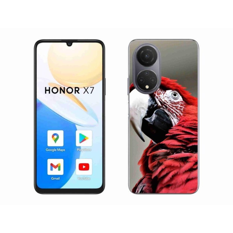 Gelový obal mmCase na mobil Honor X7 - papoušek ara červený