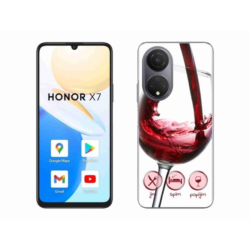 Gelový obal mmCase na mobil Honor X7 - sklenička vína červené