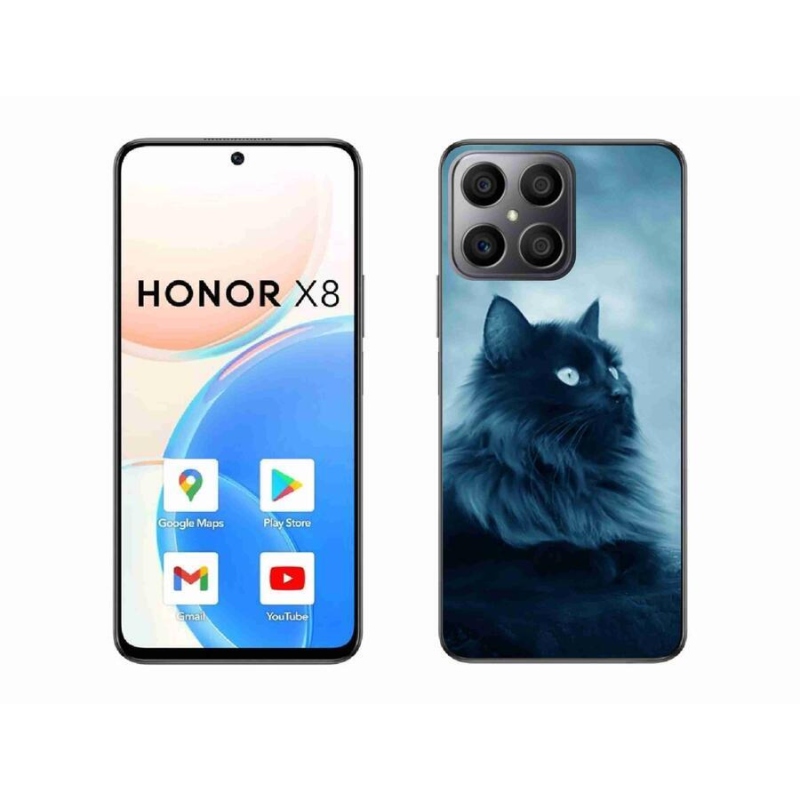 Gelový obal mmCase na mobil Honor X8 4G - černá kočka 1