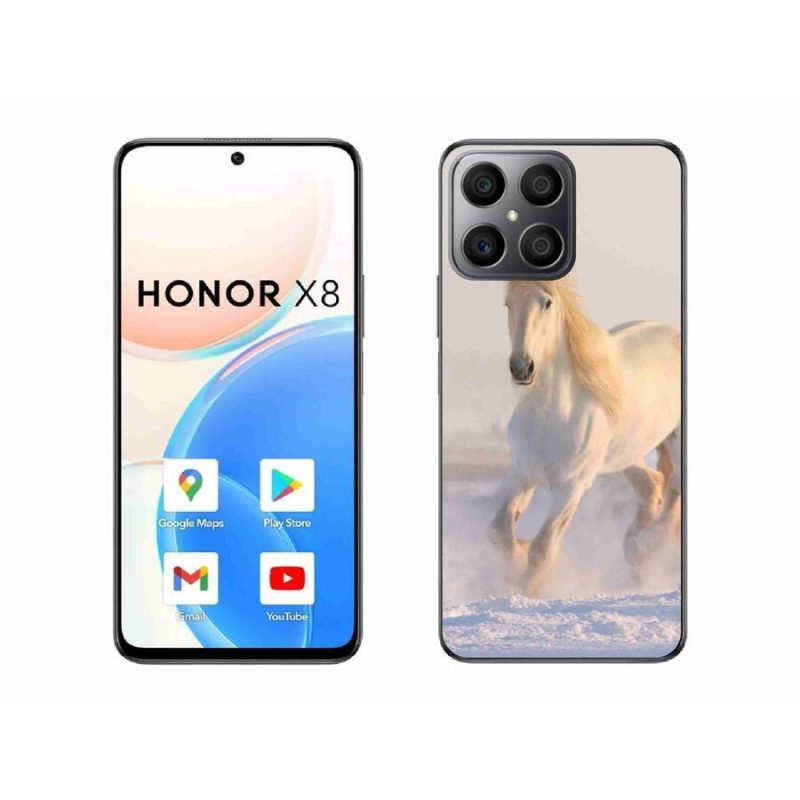 Gelový obal mmCase na mobil Honor X8 4G - kůň ve sněhu