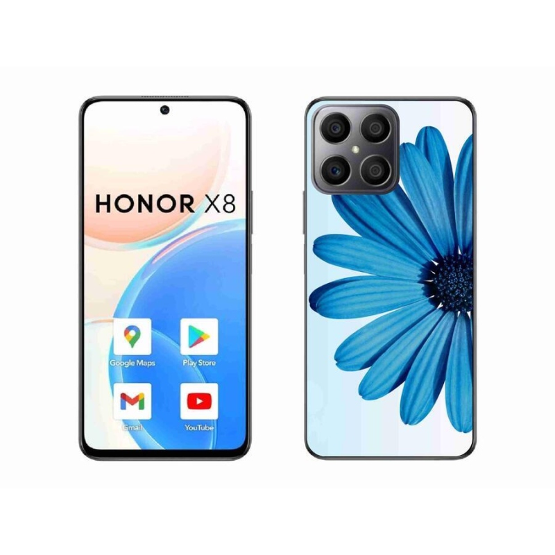 Gelový obal mmCase na mobil Honor X8 4G - modrá kopretina