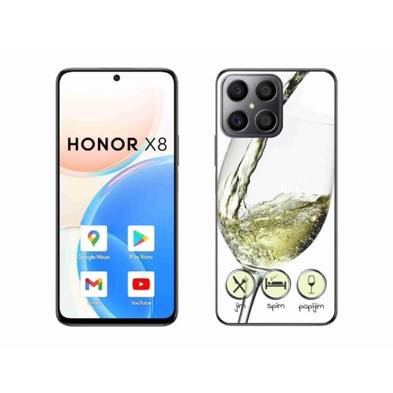 Gelový obal mmCase na mobil Honor X8 4G - sklenička vína bílé