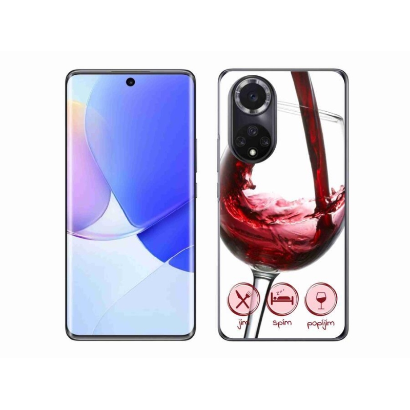 Gelový obal mmCase na mobil Huawei Nova 9 - sklenička vína červené