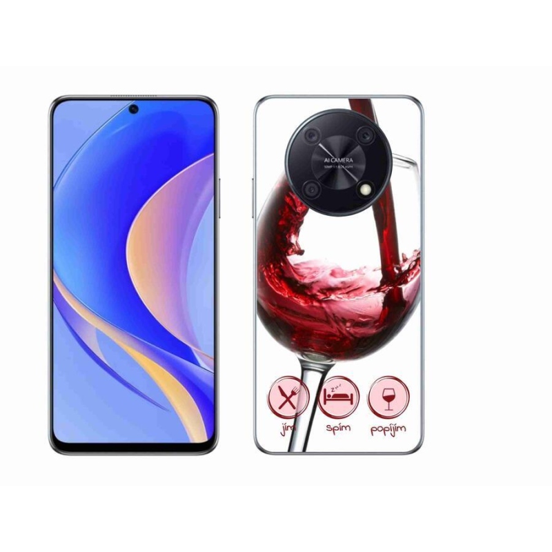 Gelový obal mmCase na mobil Huawei Nova Y90 - sklenička vína červené