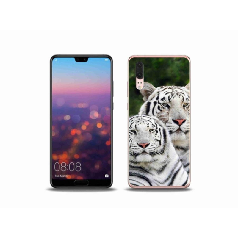 Gelový obal mmCase na mobil Huawei P20 - bílí tygři
