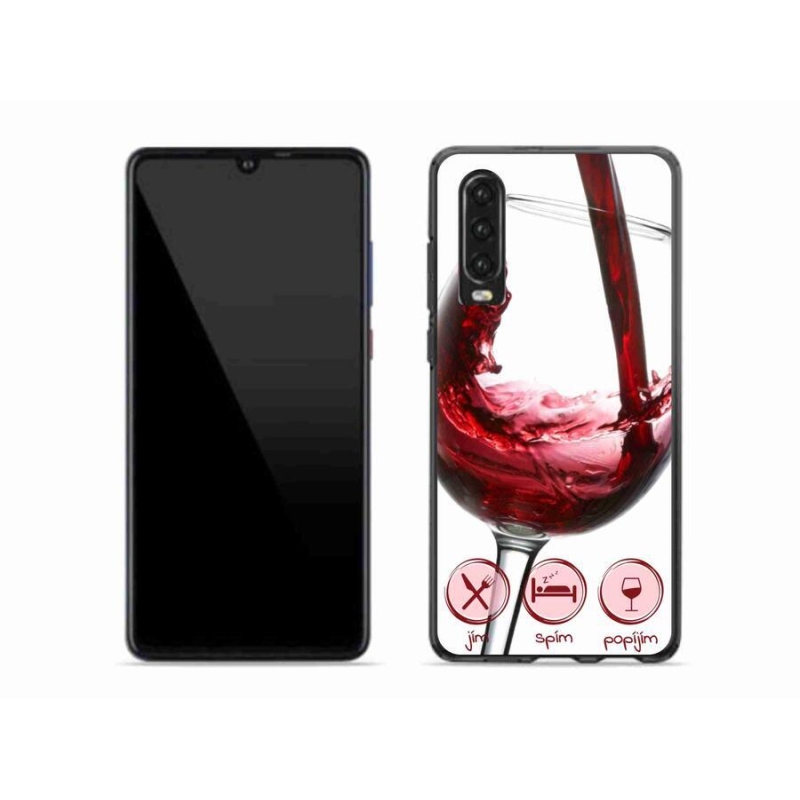 Gelový obal mmCase na mobil Huawei P30 - sklenička vína červené