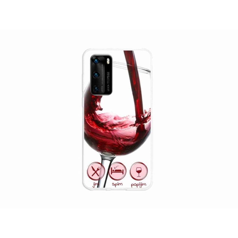 Gelový obal mmCase na mobil Huawei P40 - sklenička vína červené
