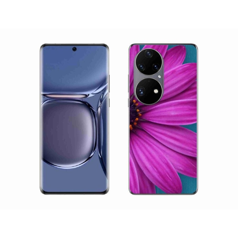 Gelový obal mmCase na mobil Huawei P50 Pro - fialová kopretina