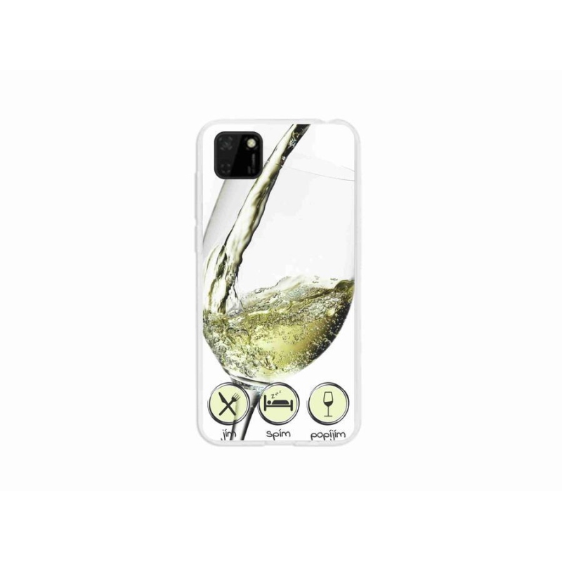 Gelový obal mmCase na mobil Huawei Y5p - sklenička vína bílé