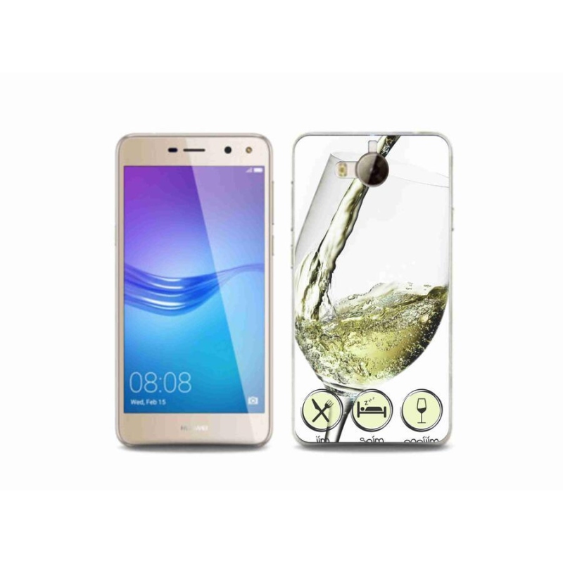 Gelový obal mmCase na mobil Huawei Y6 (2017) - sklenička vína bílé