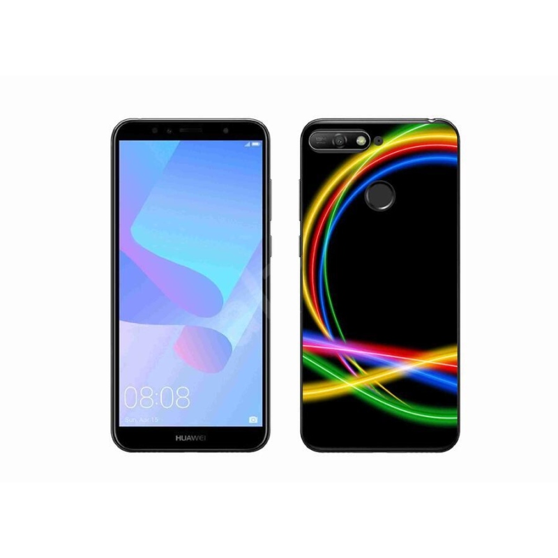 Gelový obal mmCase na mobil Huawei Y6 Prime 2018 - neonové kruhy
